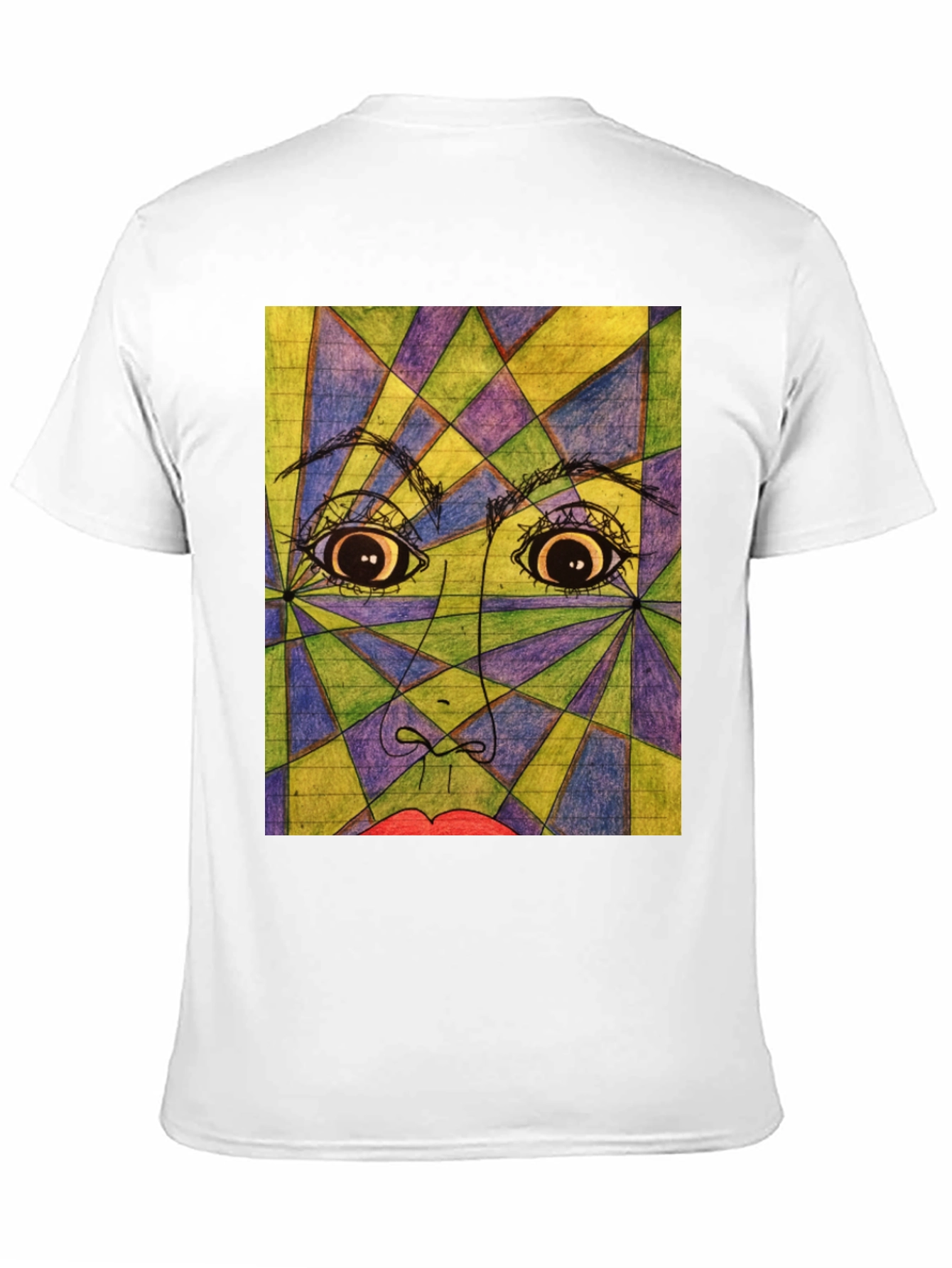 Geometric Face Graphic Tee - Abstract Art