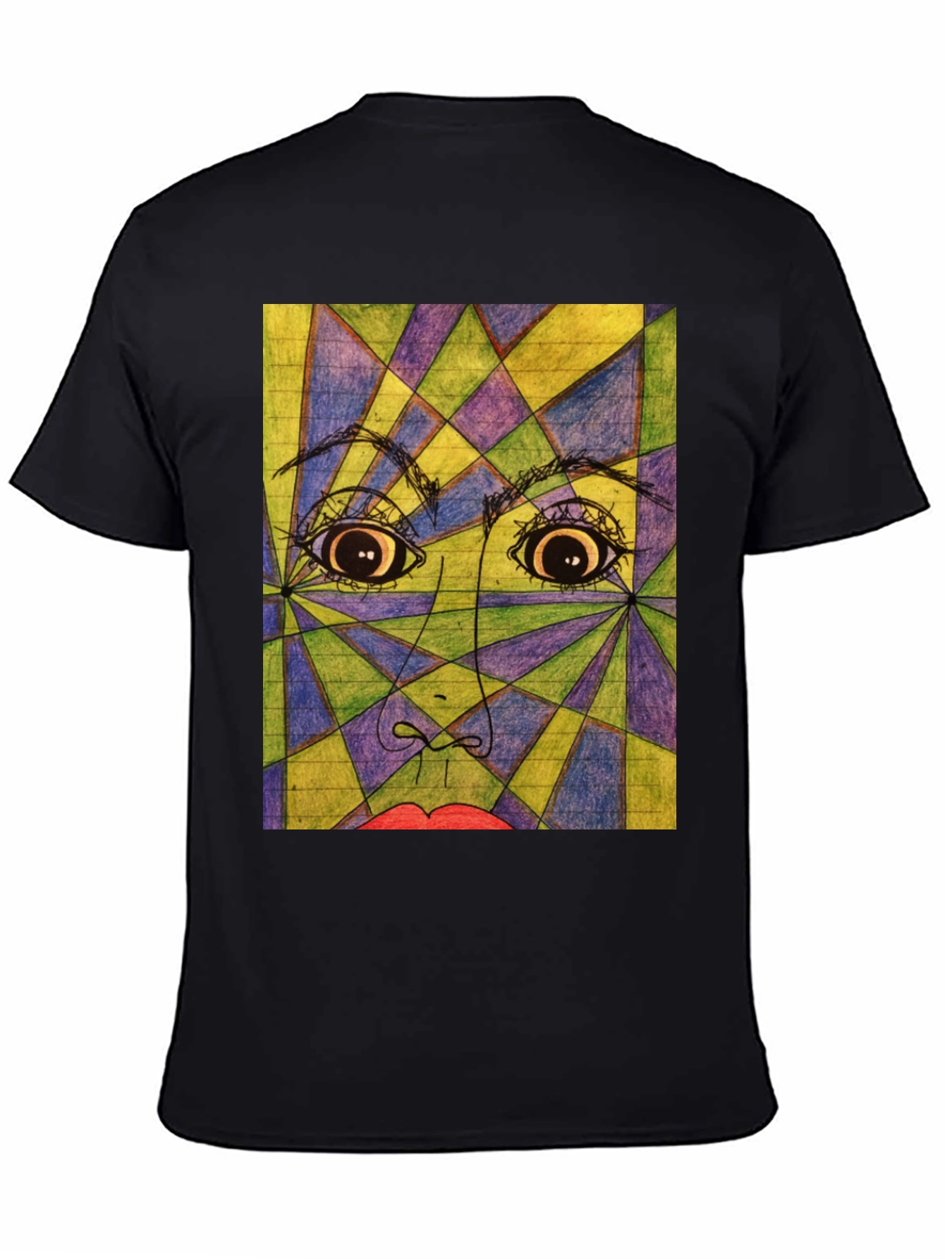 Geometric Face Graphic Tee - Abstract Art