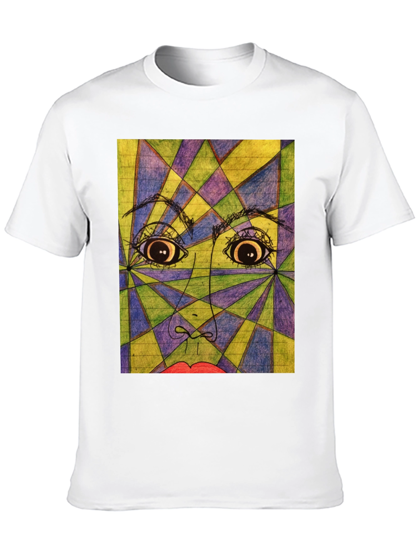 Geometric Face Graphic Tee - Abstract Art