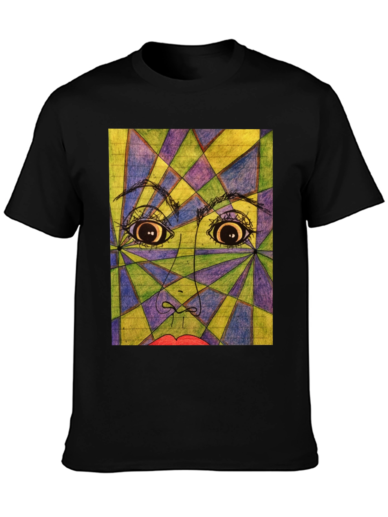 Geometric Face Graphic Tee - Abstract Art