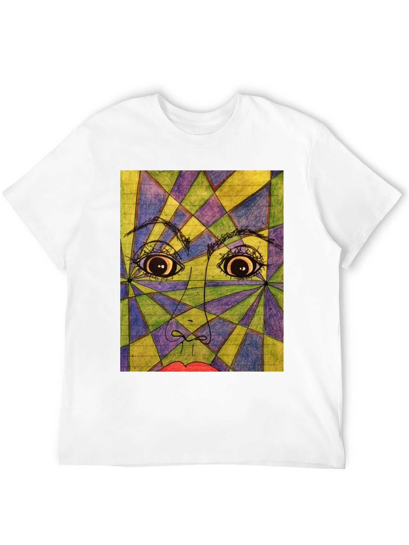 Geometric Face Graphic Tee - Abstract Art
