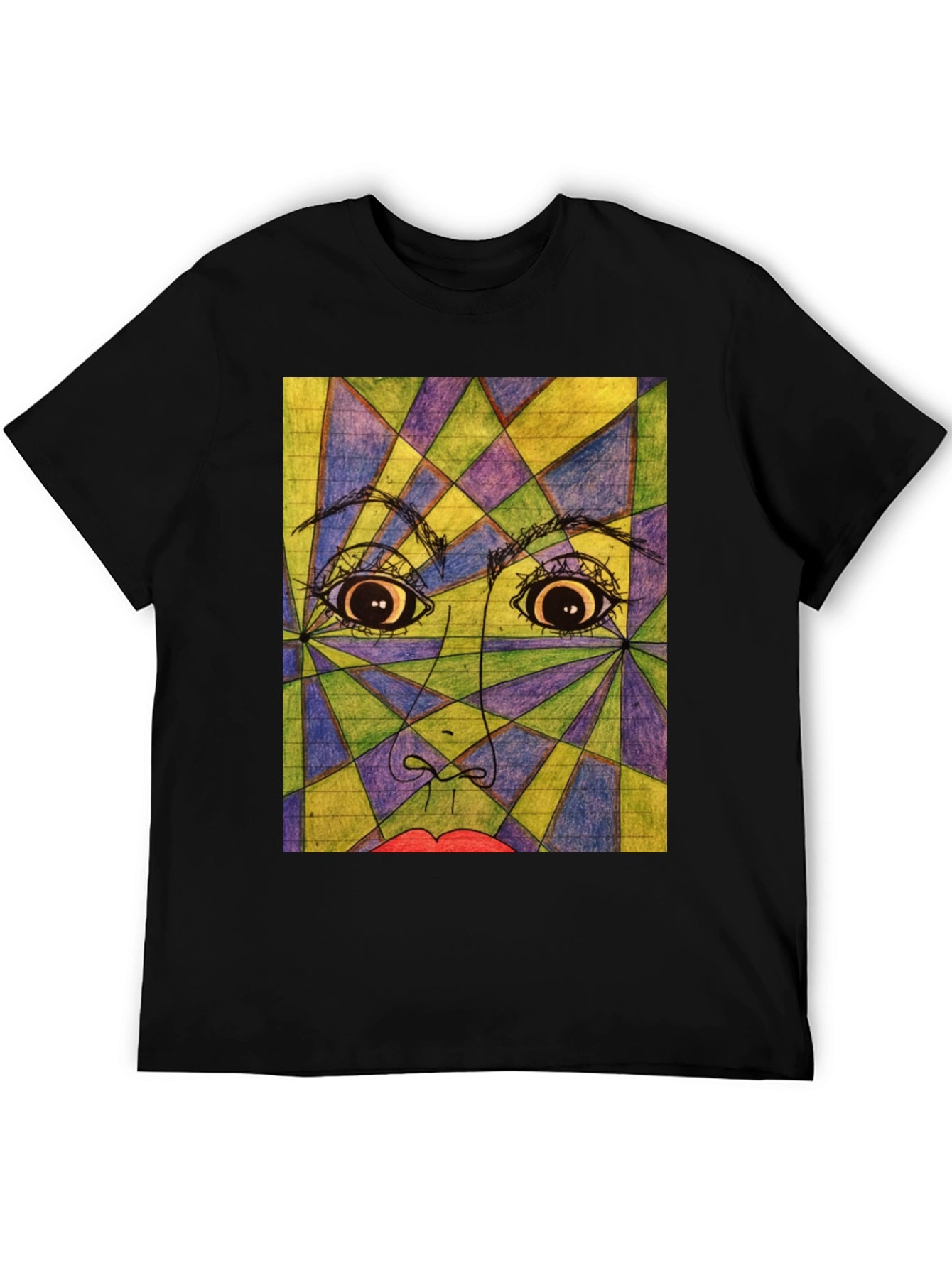 Geometric Face Graphic Tee - Abstract Art