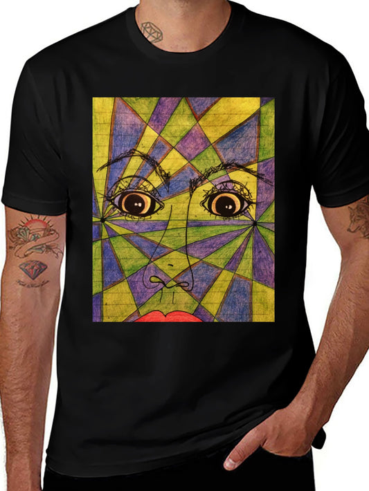 Geometric Face Graphic Tee - Abstract Art