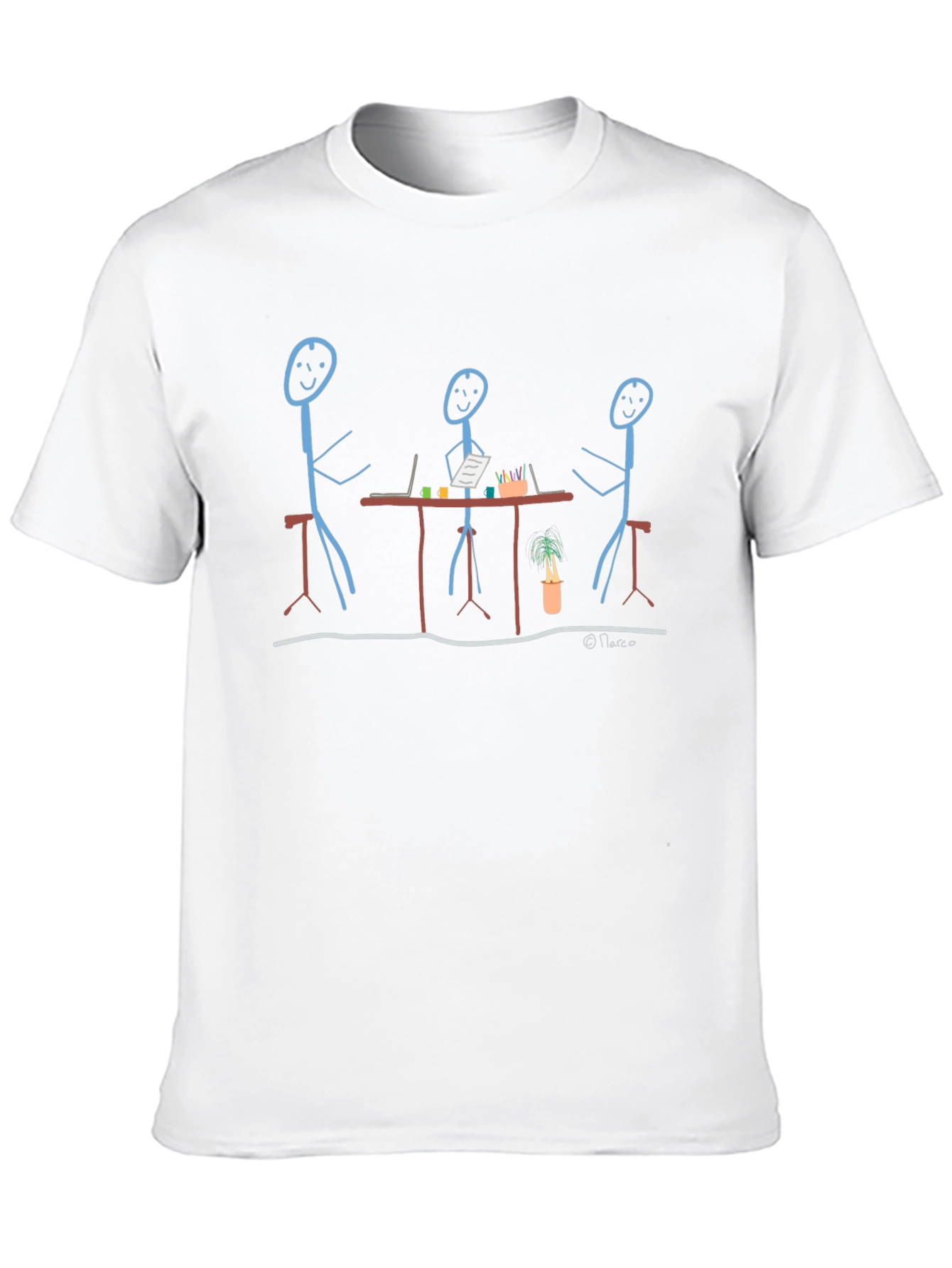 Funny Stick Figure Teamwork Black T-Shirt