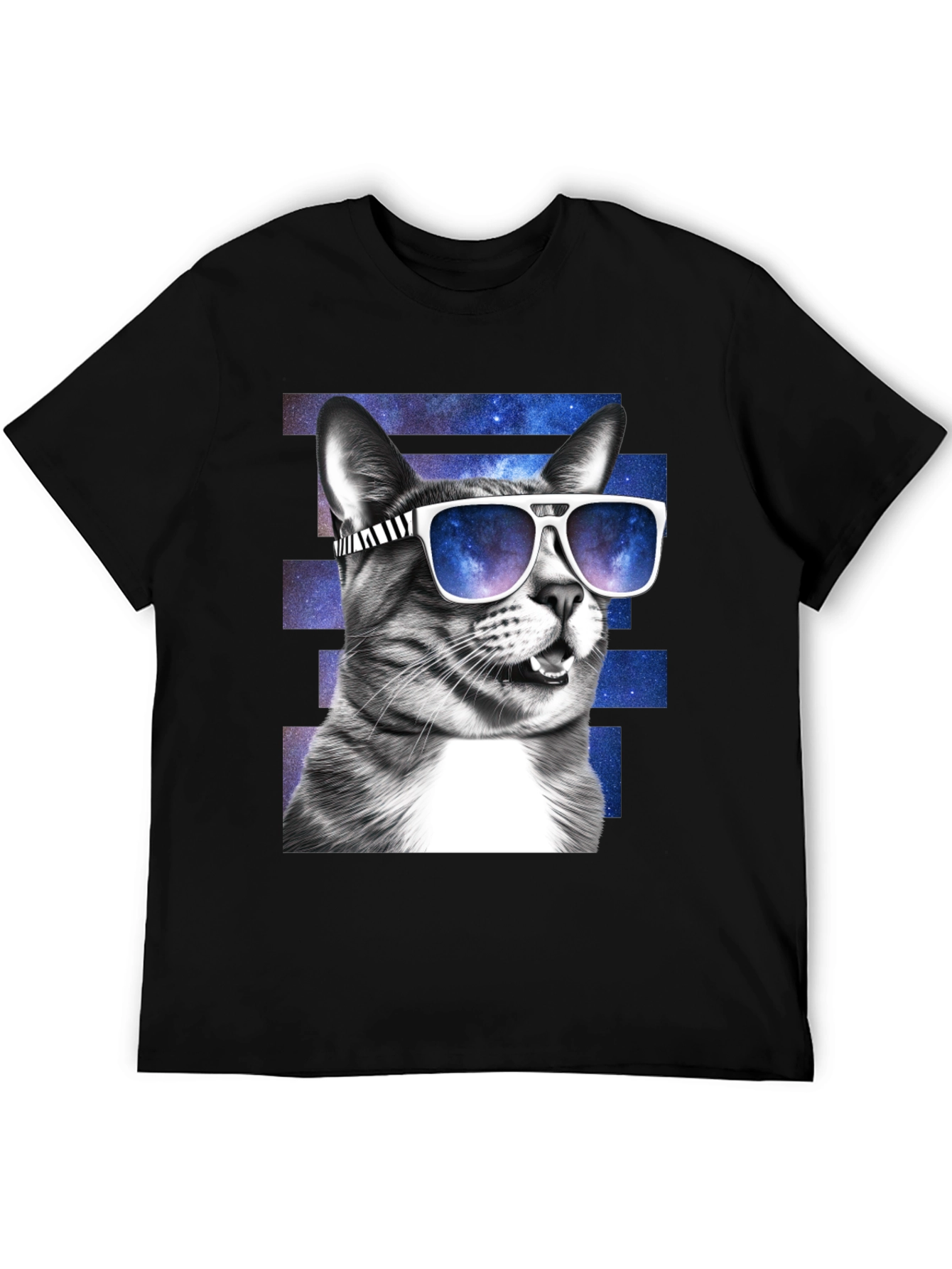 Cool Cat Graphic Tee - Trendy Mens Black T-Shirt