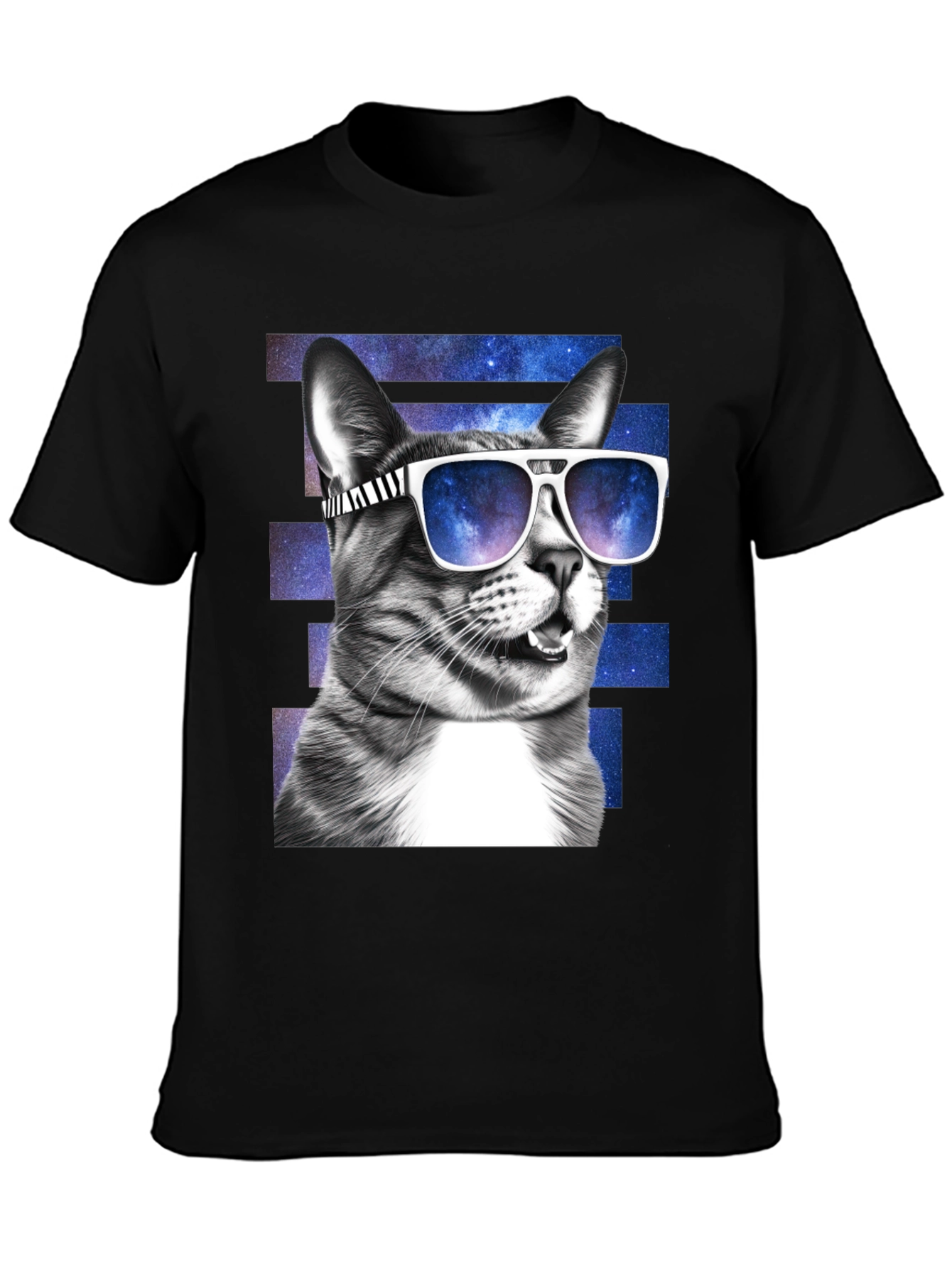 Cool Cat Graphic Tee - Trendy Mens Black T-Shirt