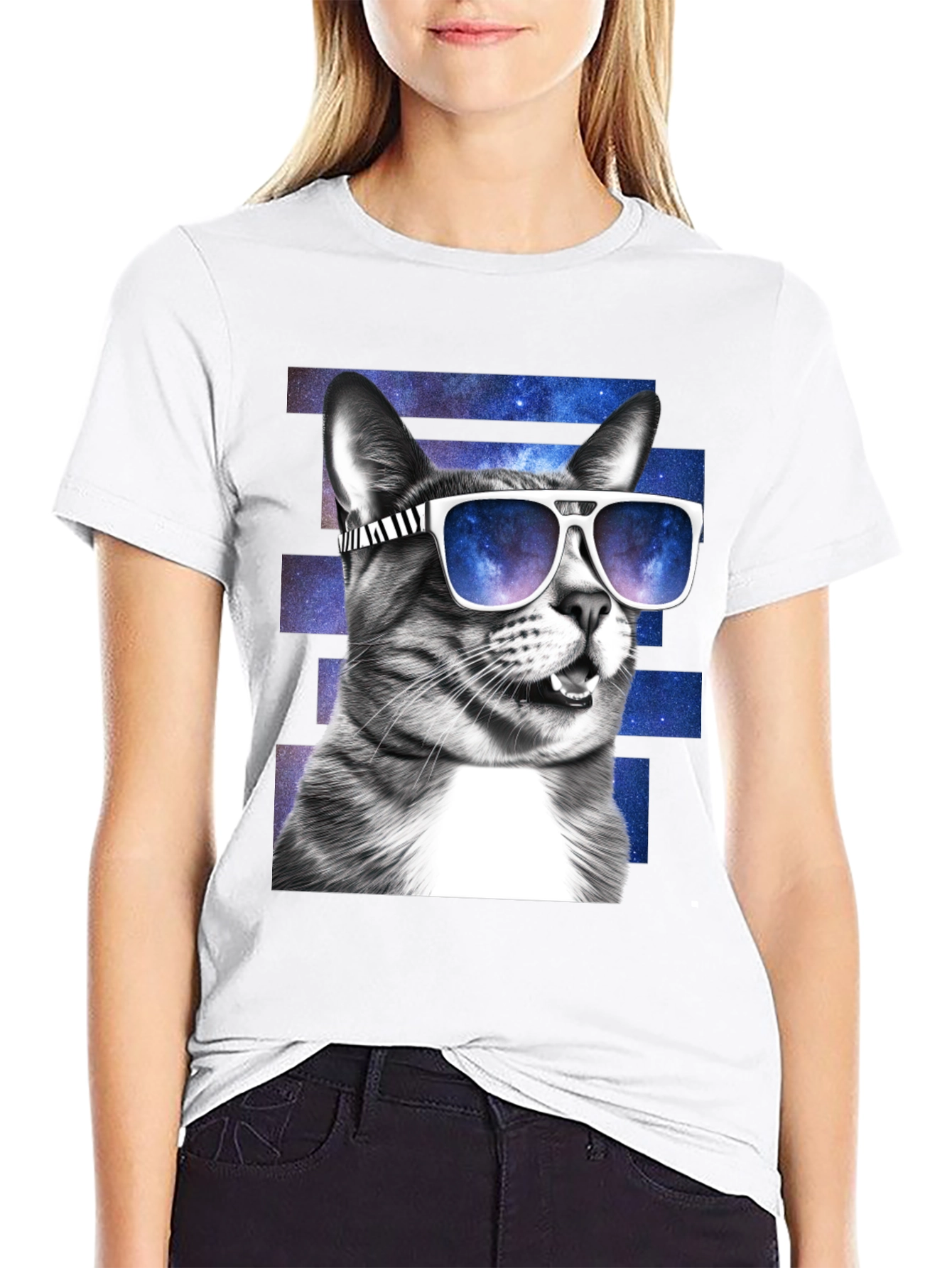 Cool Cat Graphic Tee - Trendy Mens Black T-Shirt