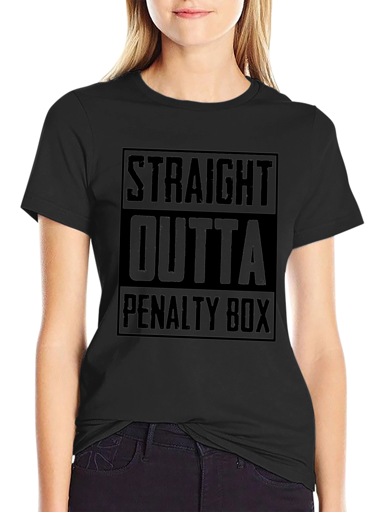 Straight Outta Penalty Box Black Graphic Tee
