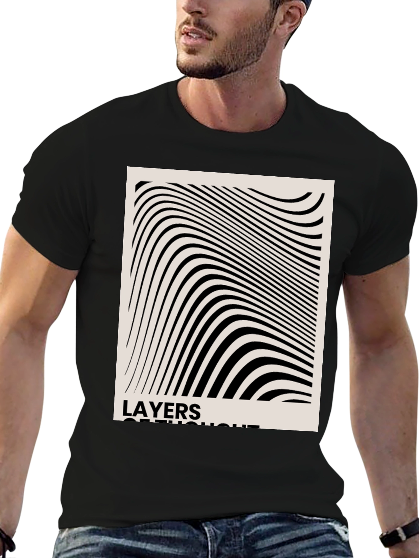 Abstract Layers of Thought Black T-Shirt