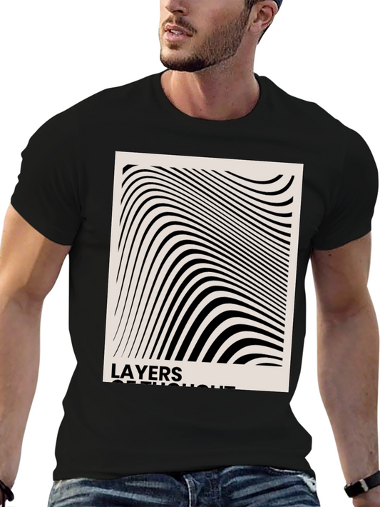 Abstract Layers of Thought Black T-Shirt
