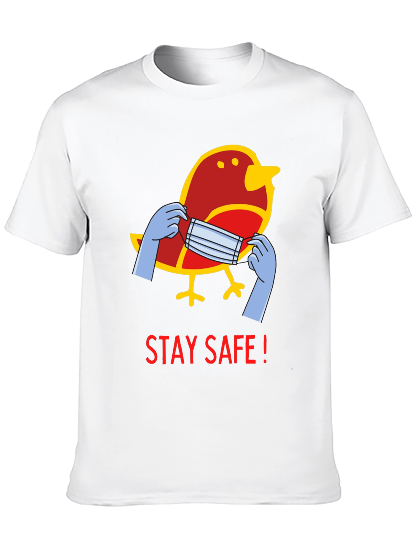 Stay Safe Bird Graphic Tee - Black Casual T-Shirt