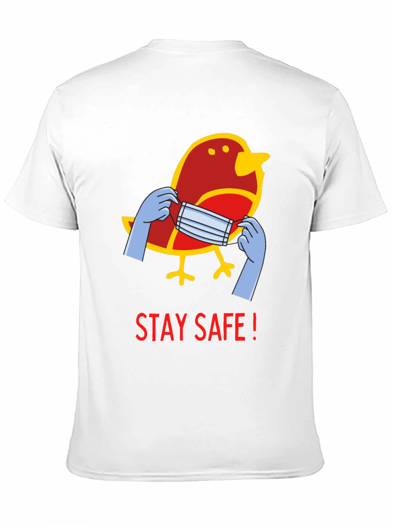 Stay Safe Bird Graphic Tee - Black Casual T-Shirt