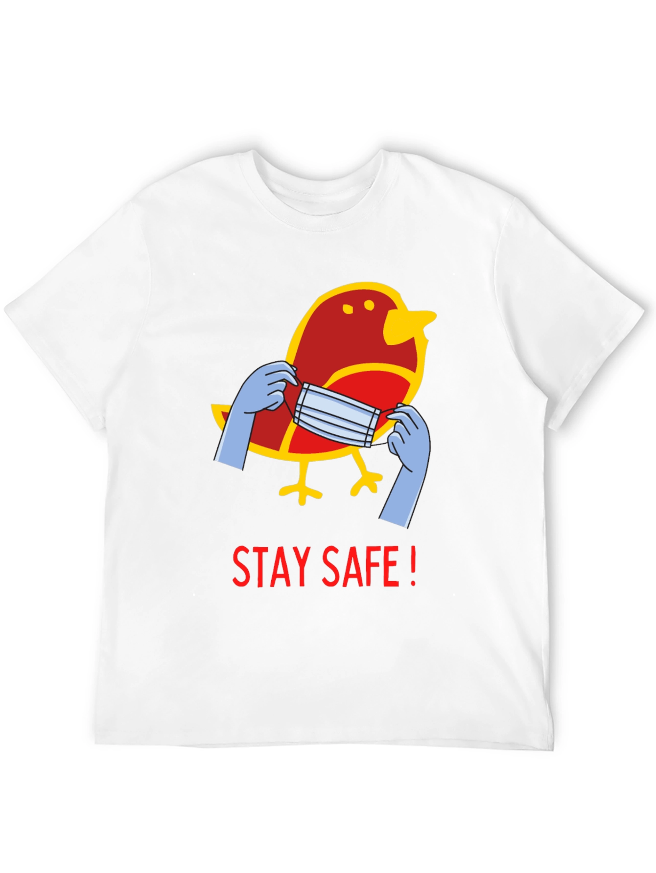 Stay Safe Bird Graphic Tee - Black Casual T-Shirt
