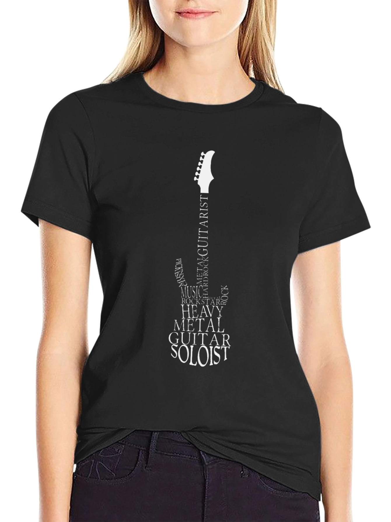 Guitarist Word Art Black T-Shirt