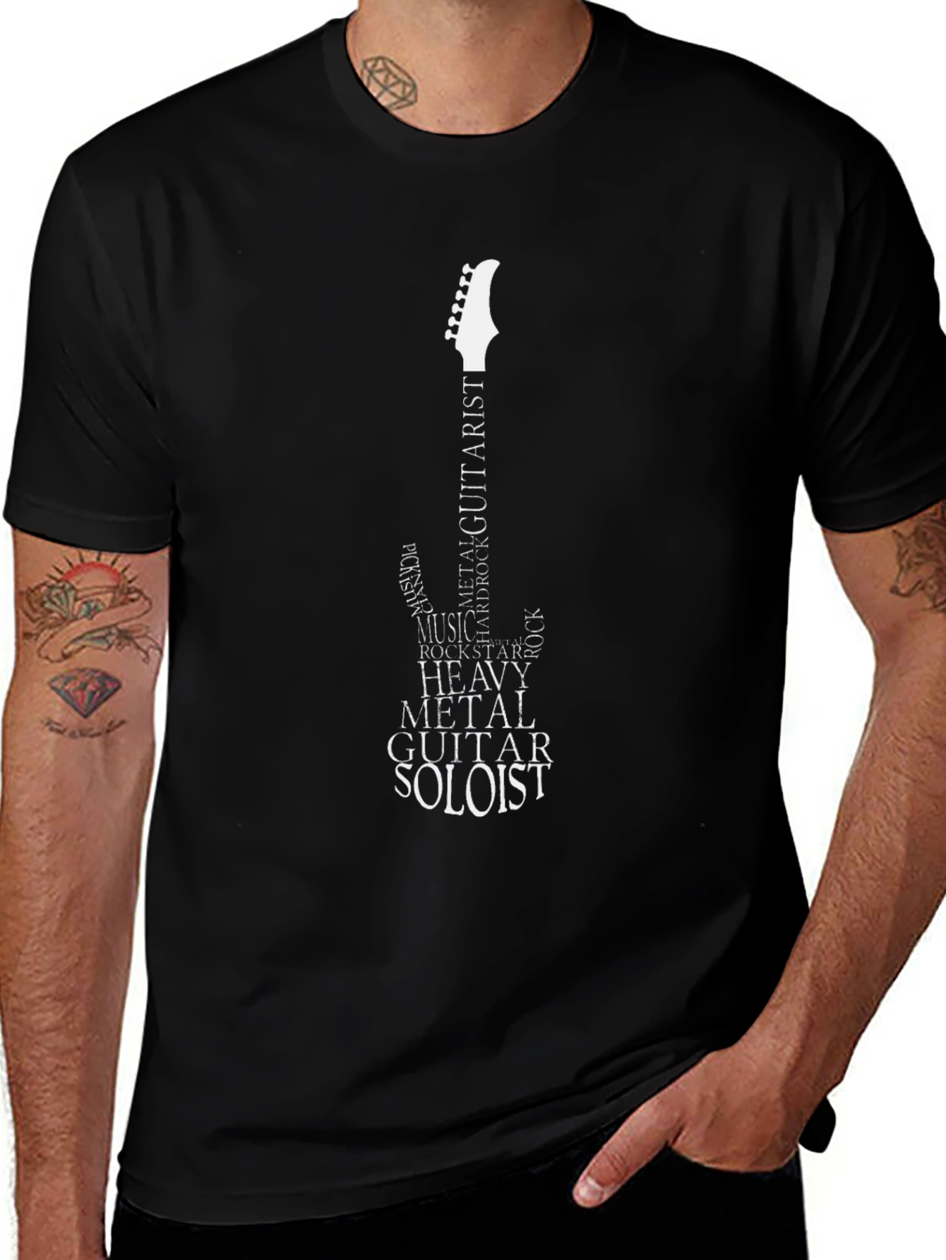 Guitarist Word Art Black T-Shirt