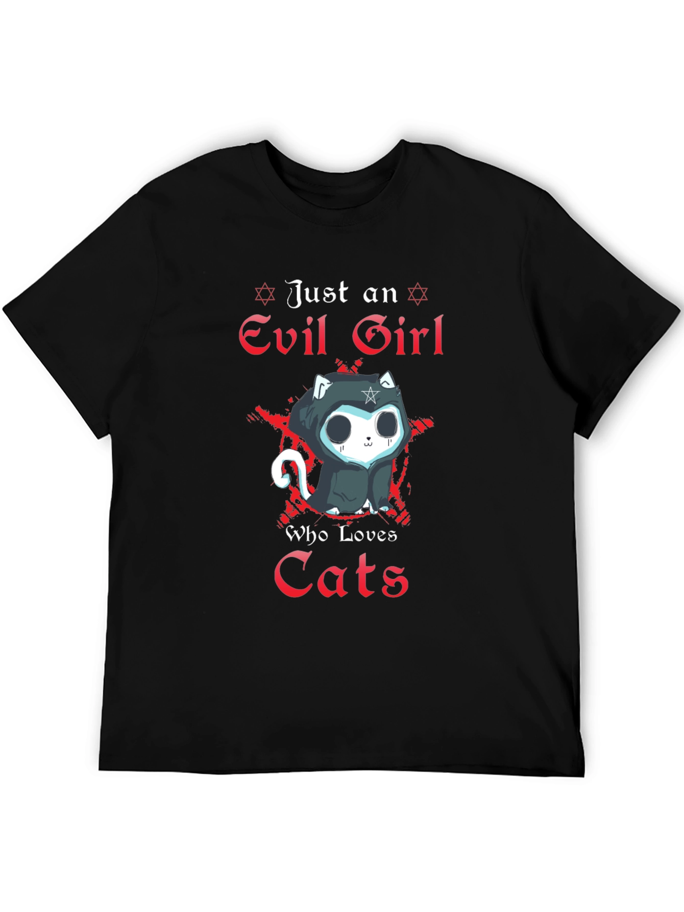 Evil Girl Loves Cats T-Shirt - Gothic Funny Tee