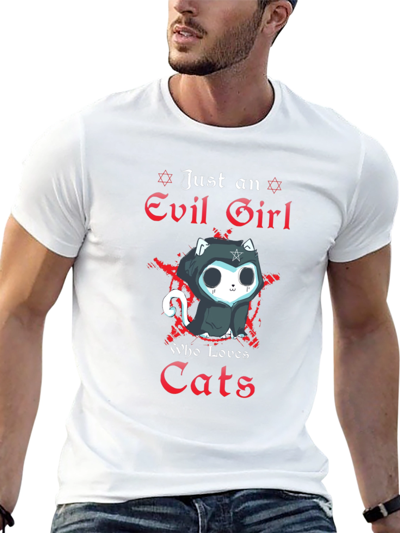 Evil Girl Loves Cats T-Shirt - Gothic Funny Tee