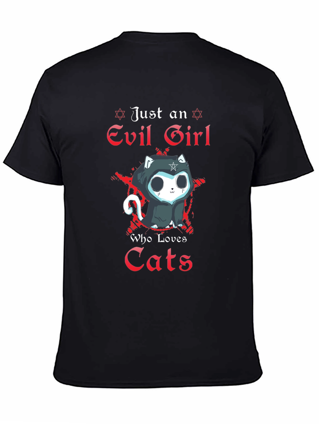 Evil Girl Loves Cats T-Shirt - Gothic Funny Tee