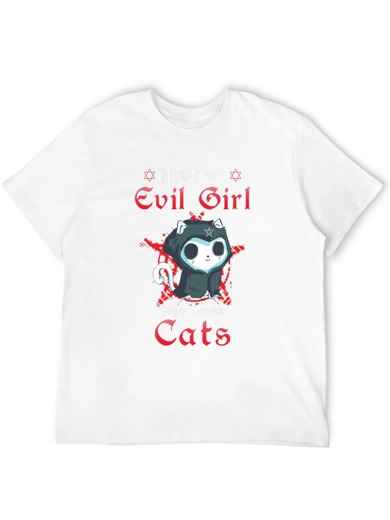 Evil Girl Loves Cats T-Shirt - Gothic Funny Tee