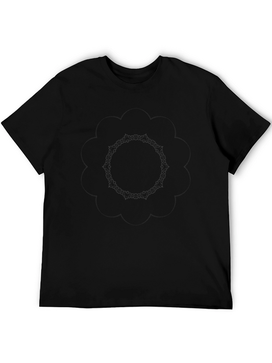 Black Graphic Tee - Subtle Round Design