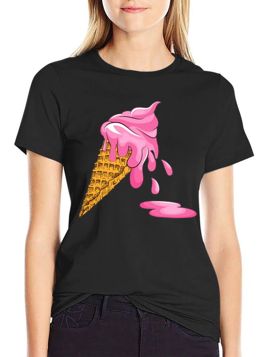 Ice Cream Cone Graphic Black T-Shirt