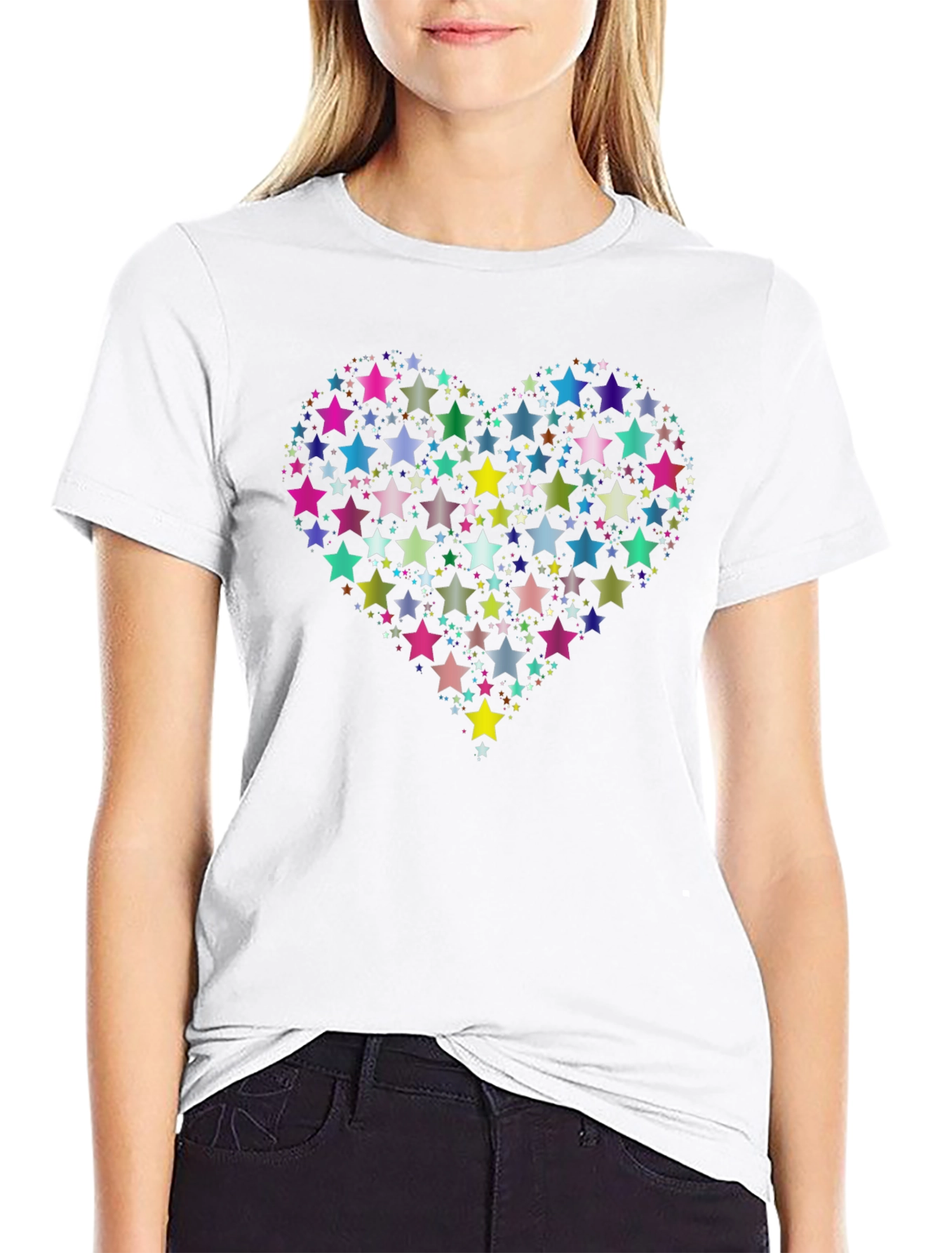 Star Heart Graphic Black T-Shirt