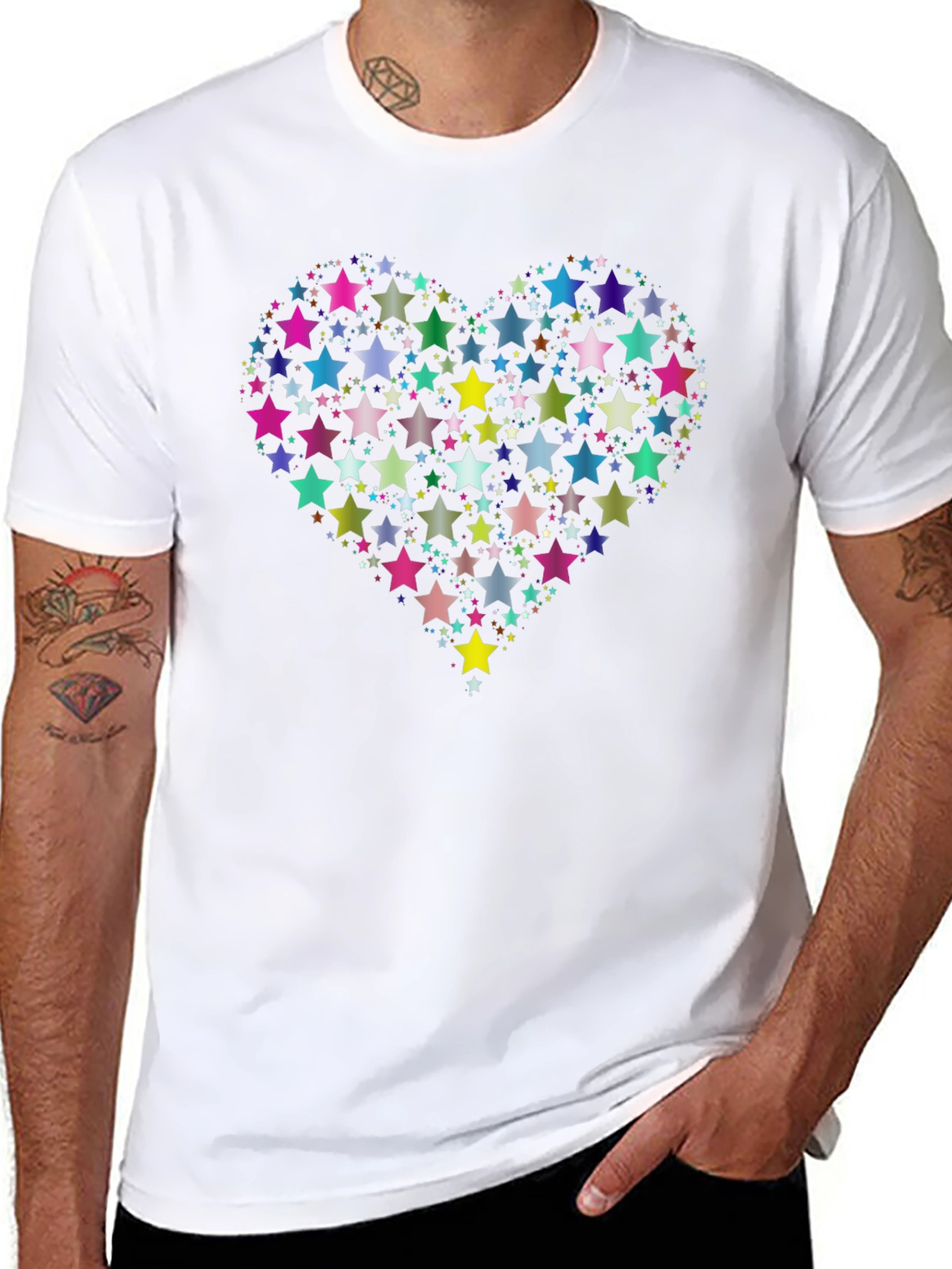 Star Heart Graphic Black T-Shirt