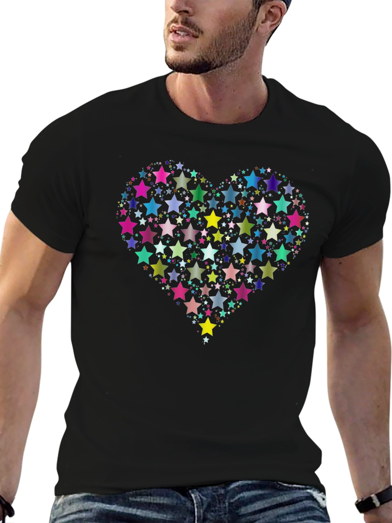 Star Heart Graphic Black T-Shirt