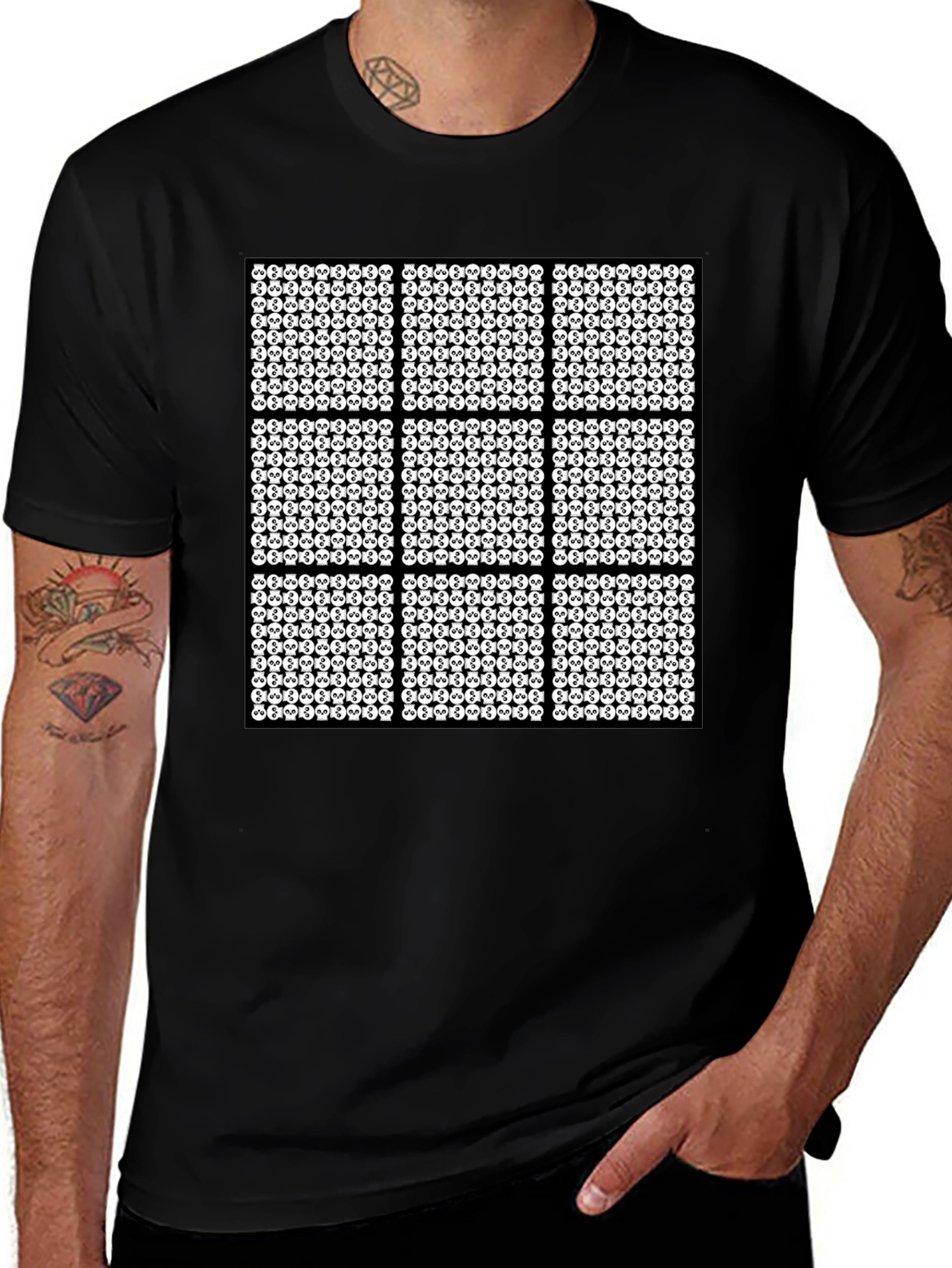 Skull Grid Graphic T-Shirt