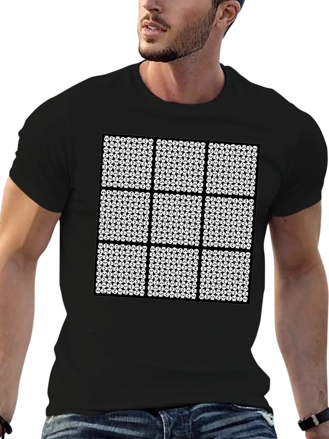 Skull Grid Graphic T-Shirt