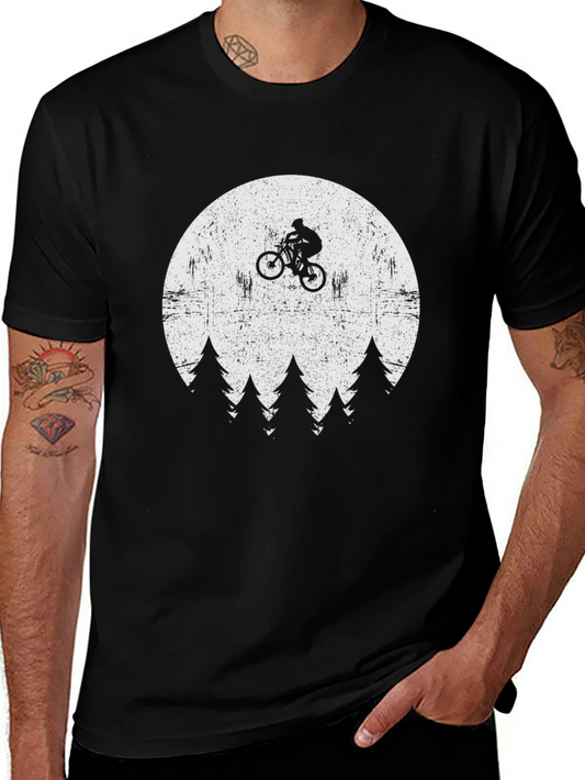 Mountain Biker Moon Graphic T-Shirt
