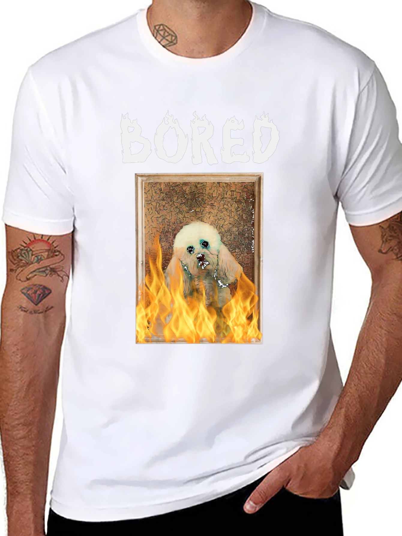 Bored Dog On Fire Graphic T-Shirt