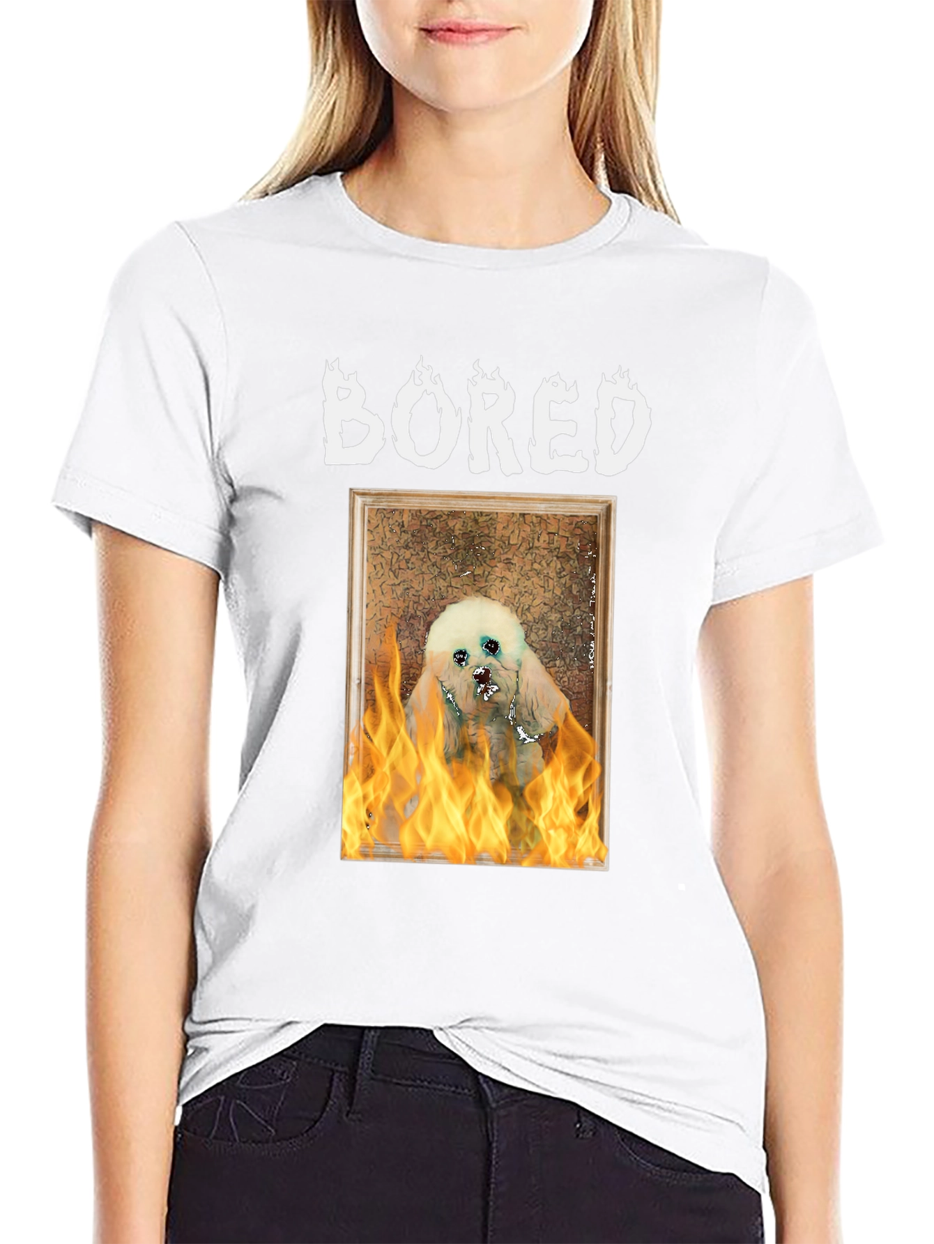 Bored Dog On Fire Graphic T-Shirt