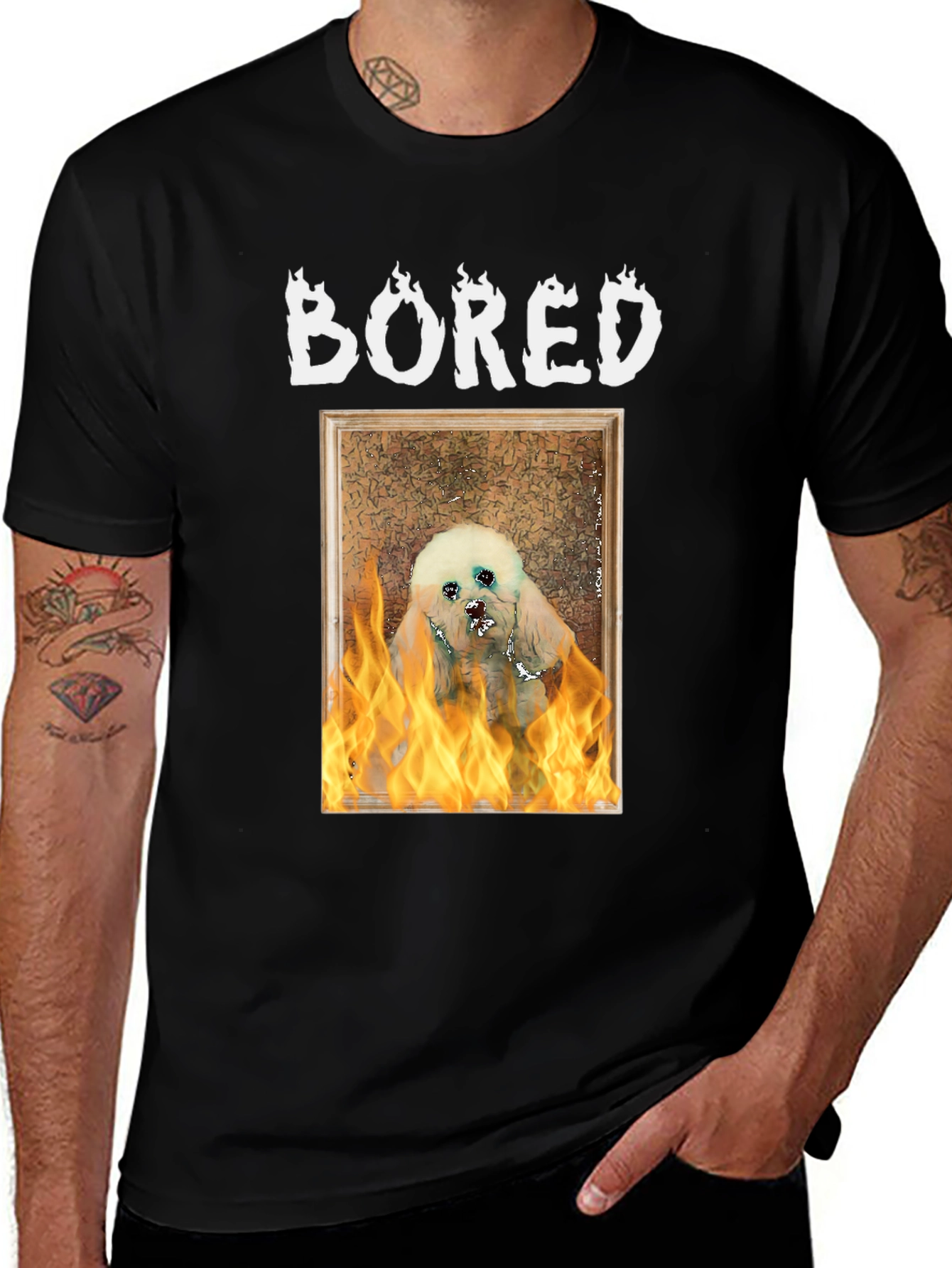 Bored Dog On Fire Graphic T-Shirt