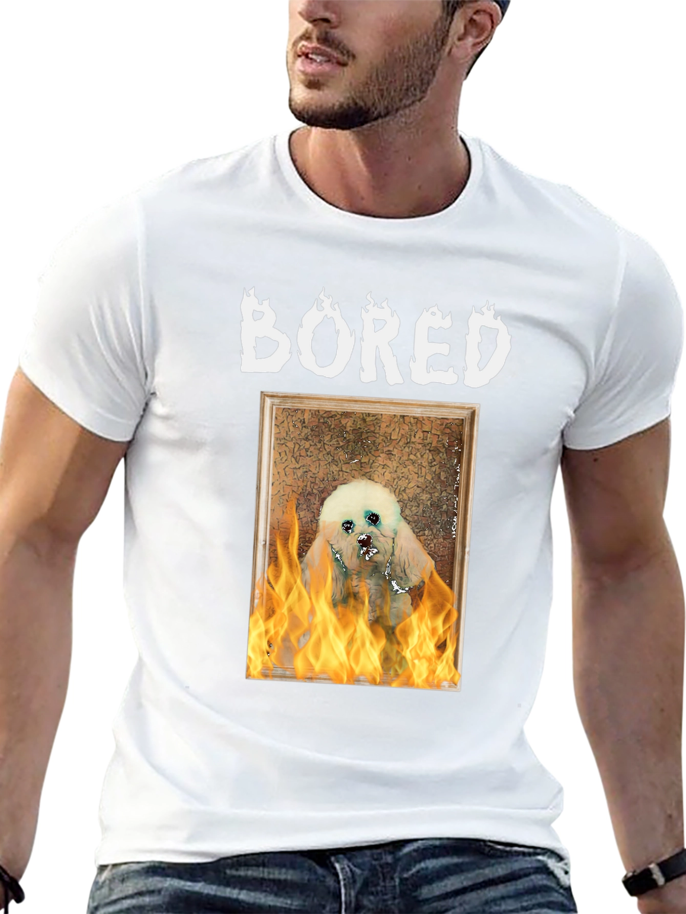 Bored Dog On Fire Graphic T-Shirt
