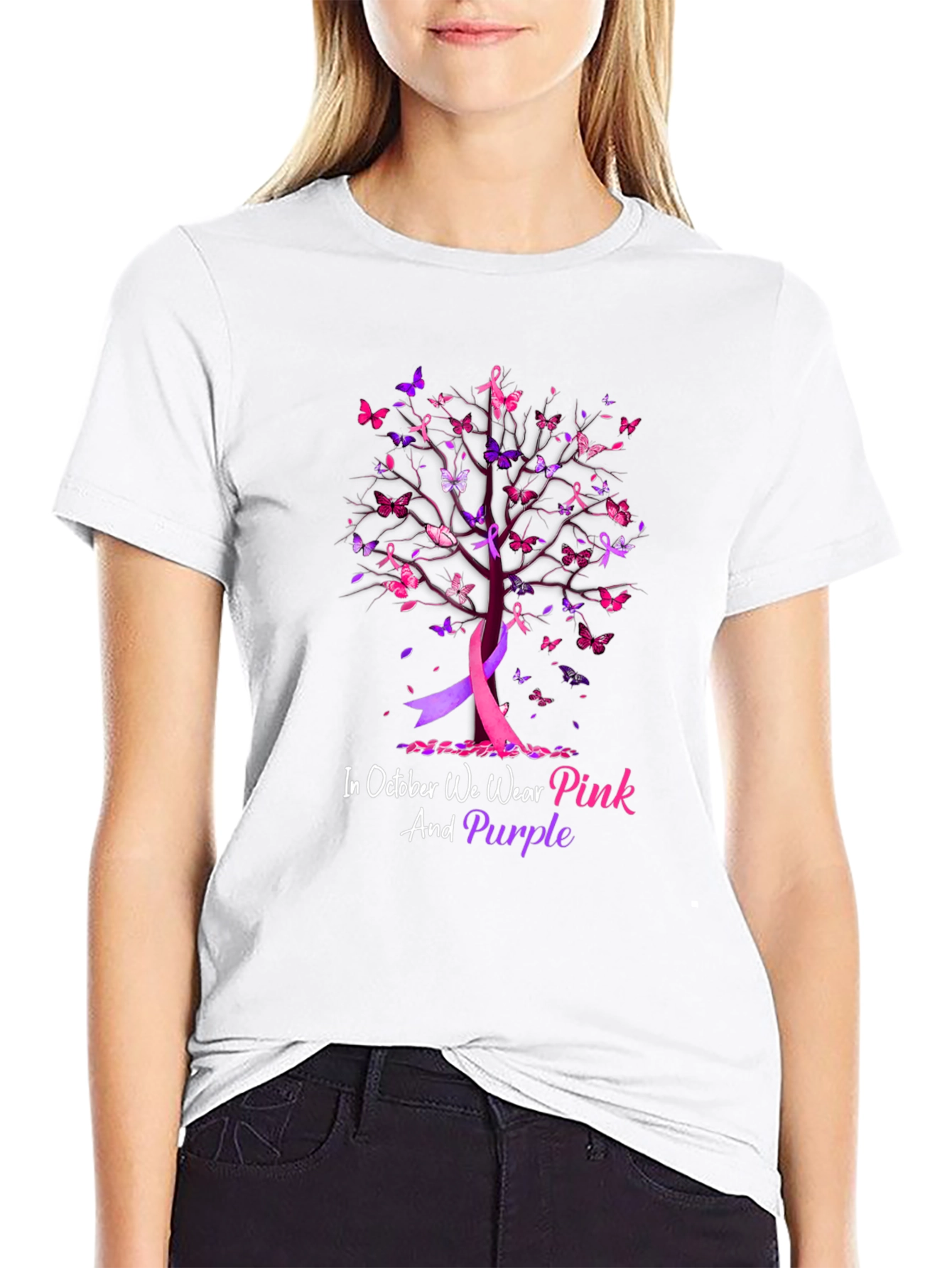 Pink & Purple Breast Cancer Awareness Tee