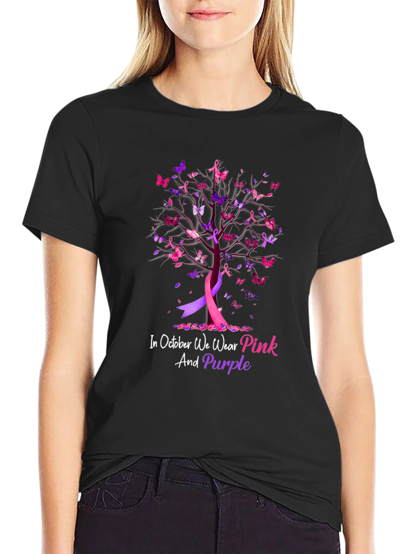 Pink & Purple Breast Cancer Awareness Tee