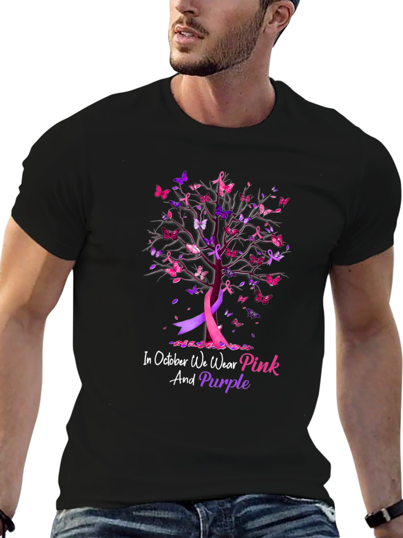 Pink & Purple Breast Cancer Awareness Tee