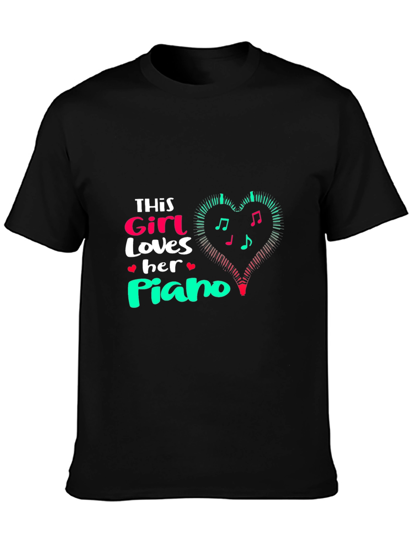 This Girl Loves Her Piano Black T-Shirt