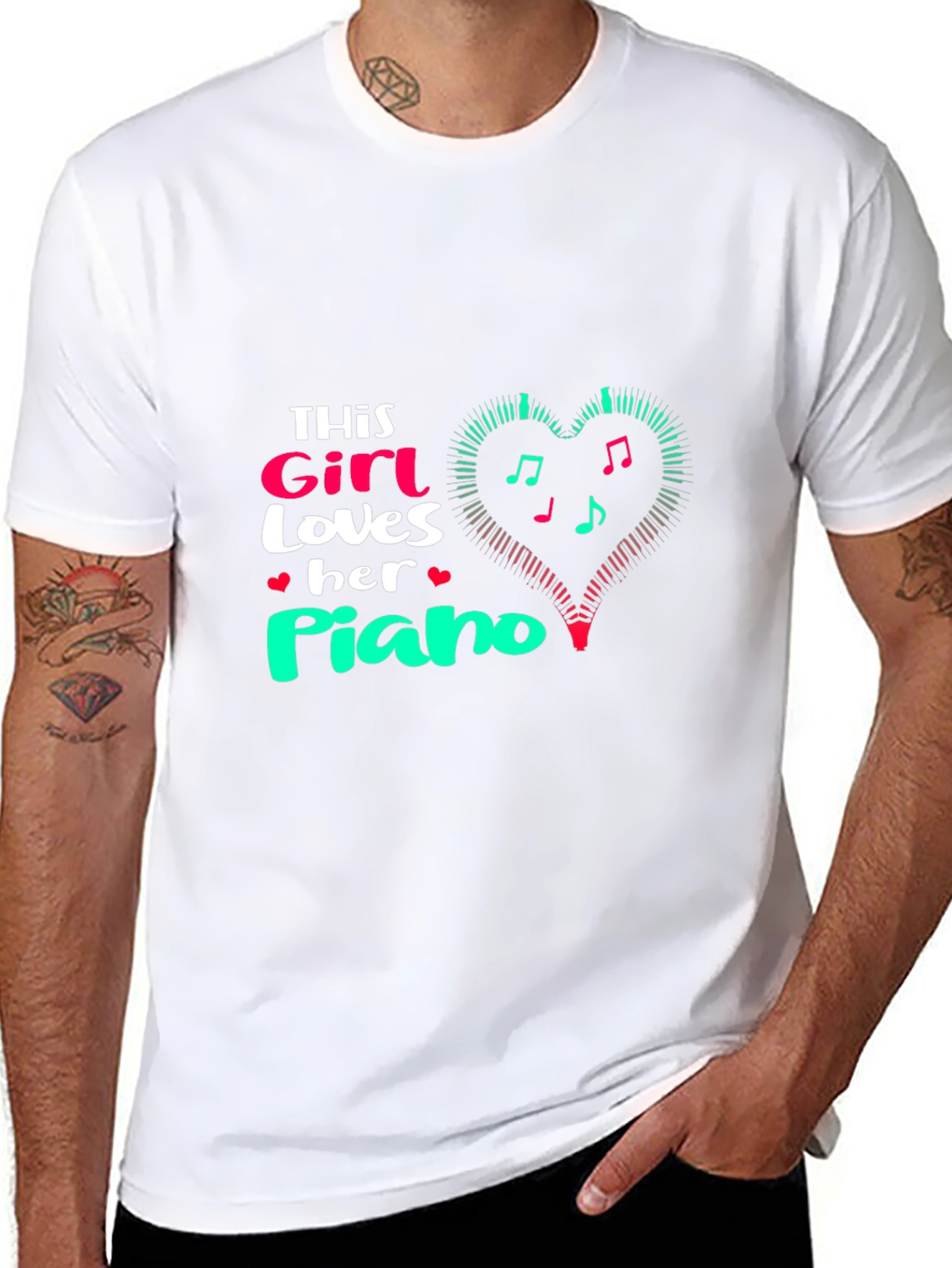 This Girl Loves Her Piano Black T-Shirt