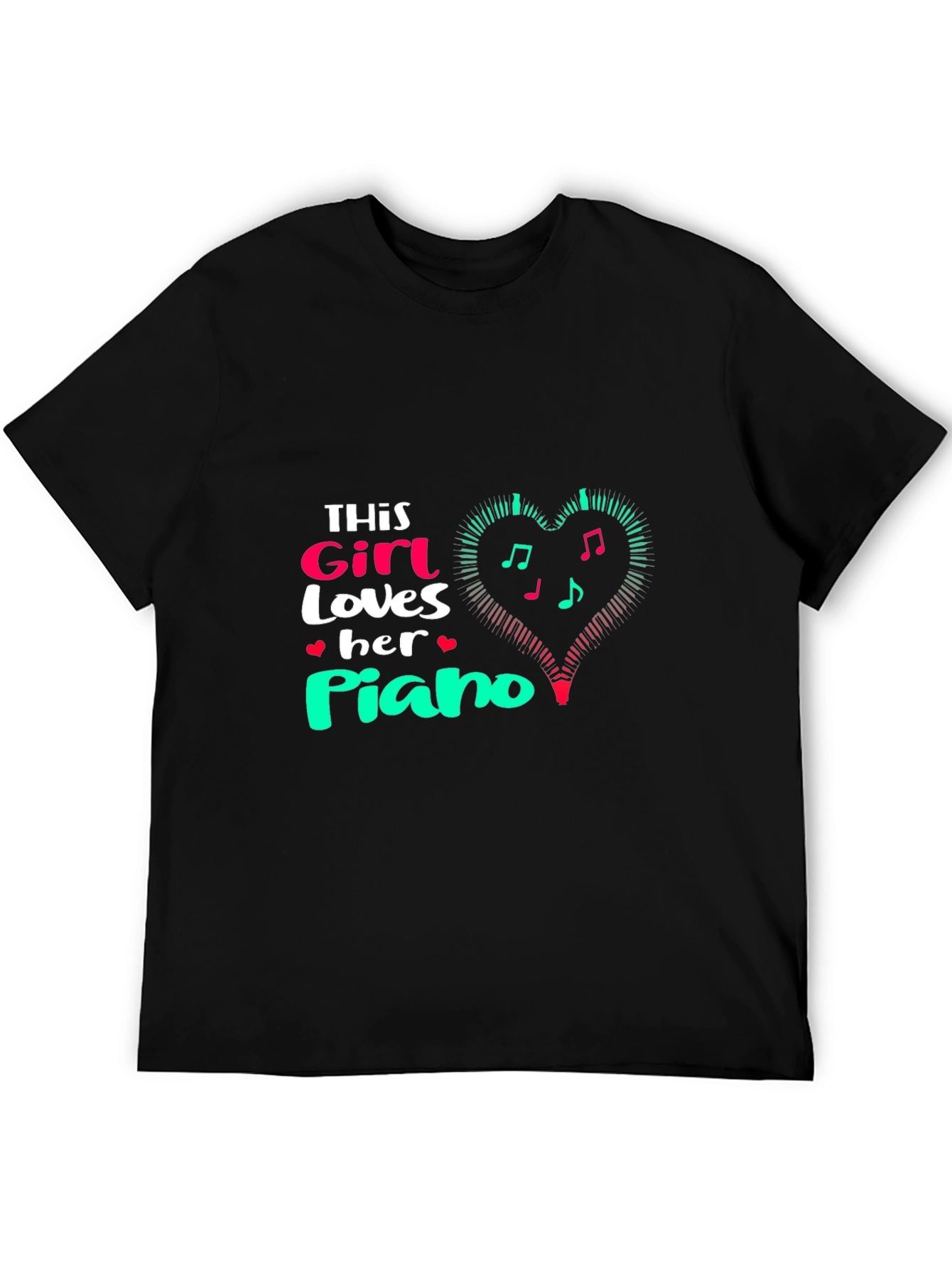 This Girl Loves Her Piano Black T-Shirt
