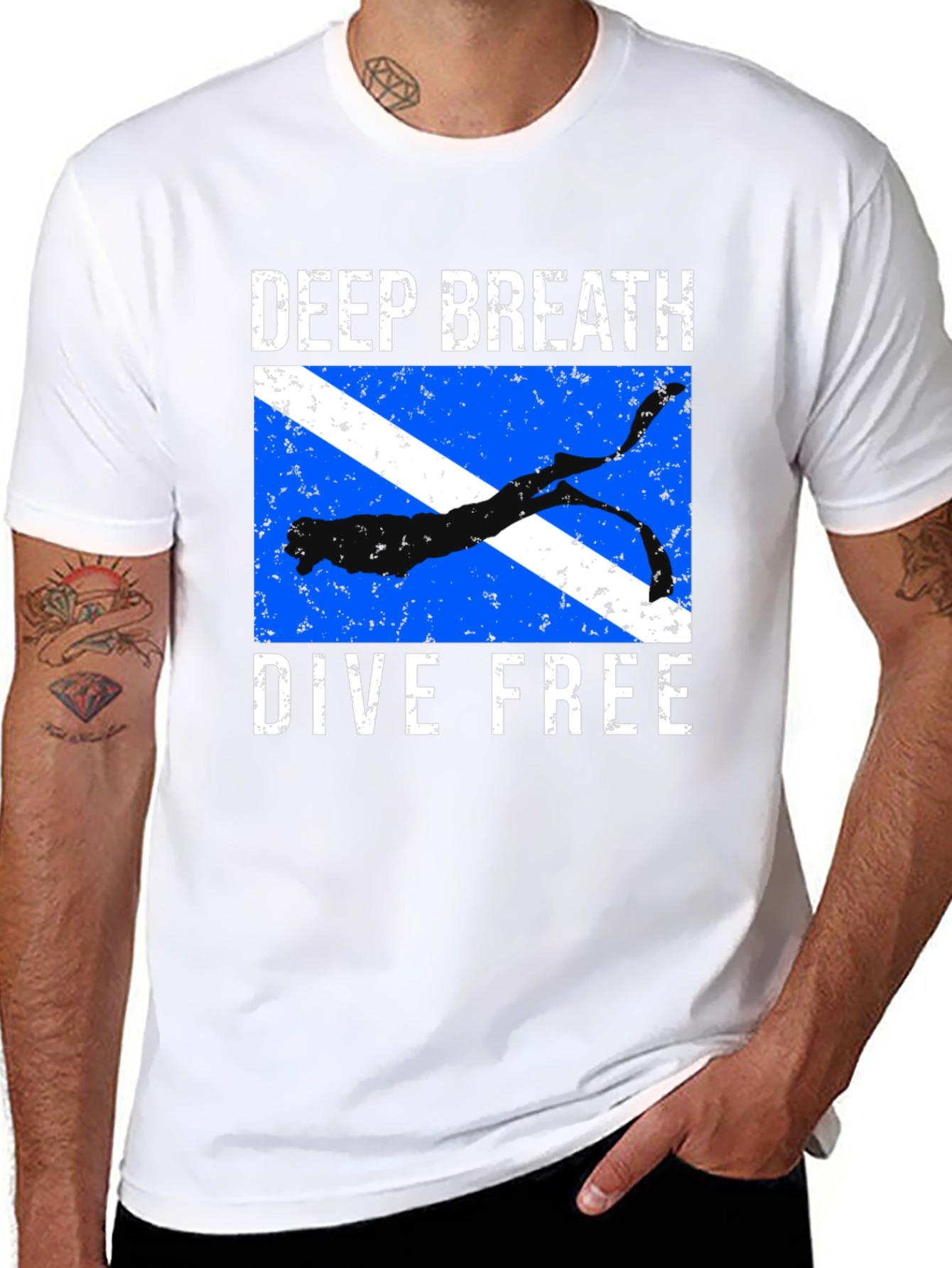 Deep Breath Dive Free T-Shirt Diver Design