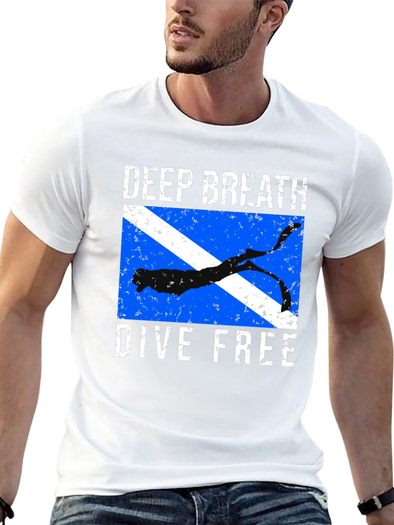Deep Breath Dive Free T-Shirt Diver Design