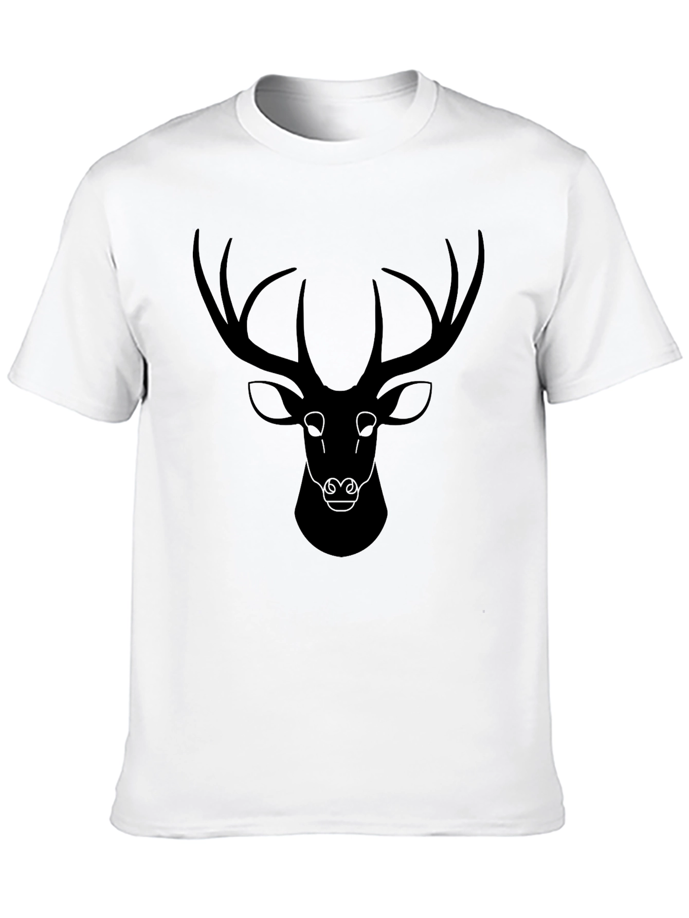 Mens Black T-Shirt with Deer Graphic