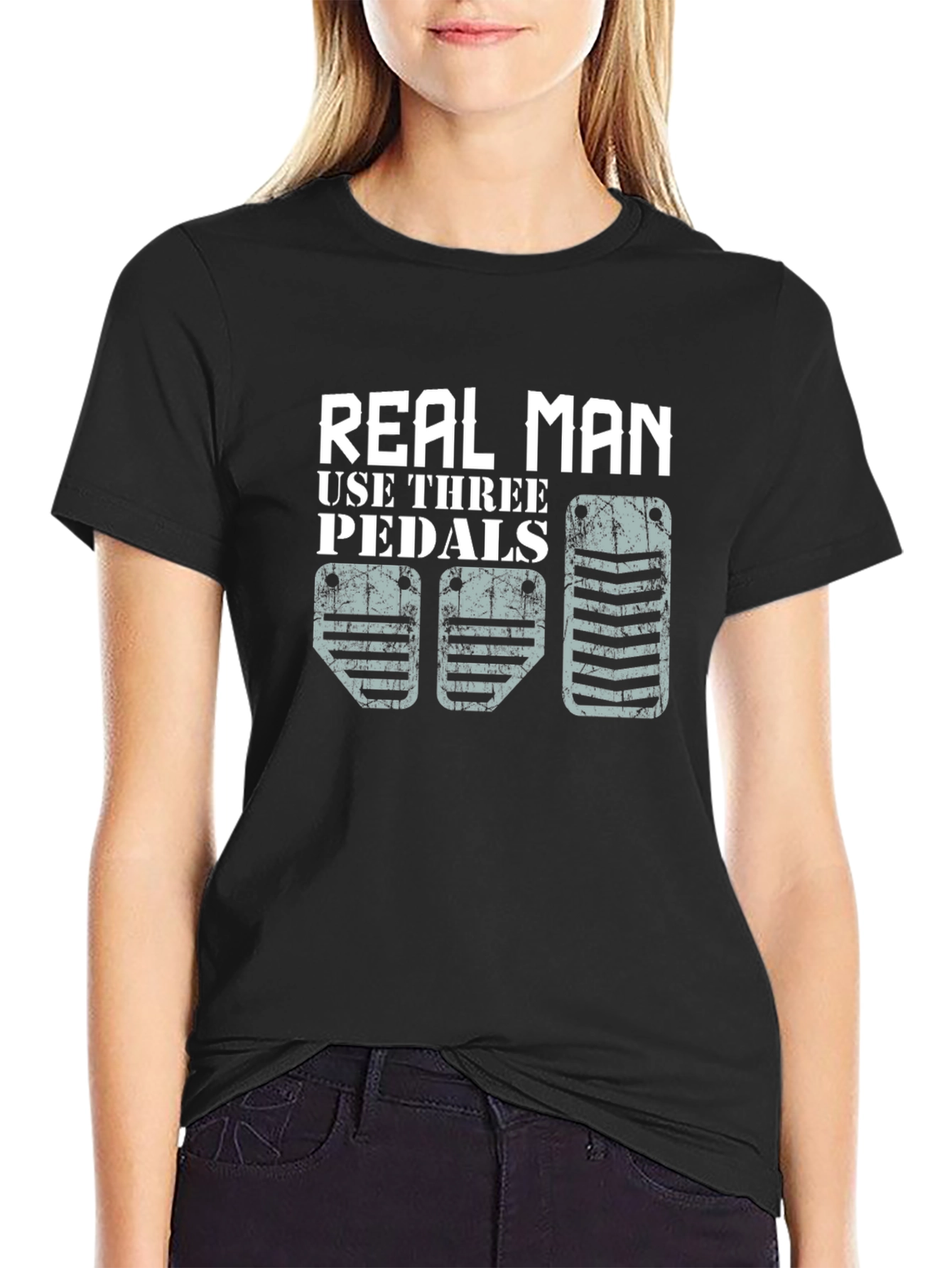 Real Man Three Pedals Graphic T-Shirt