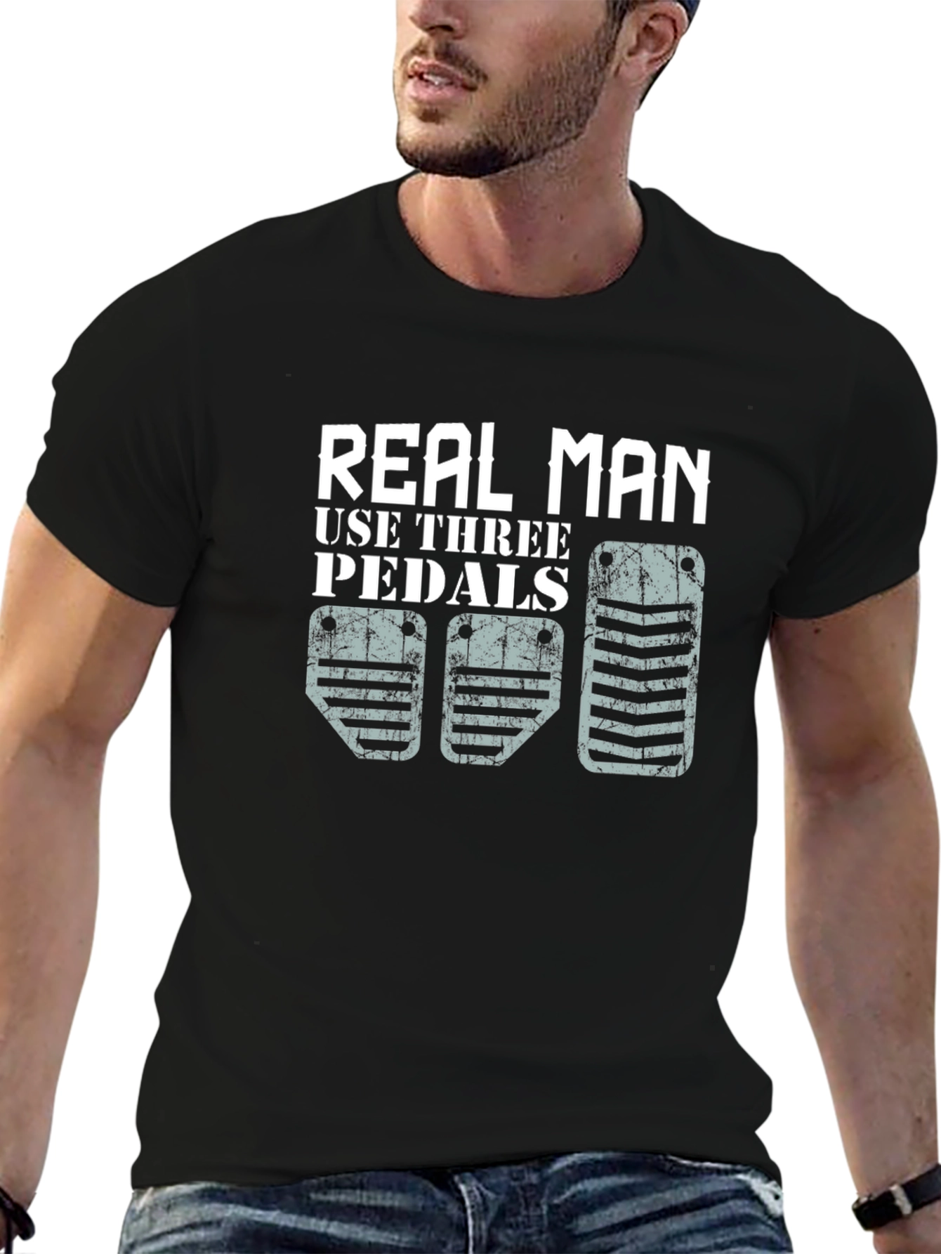 Real Man Three Pedals Graphic T-Shirt