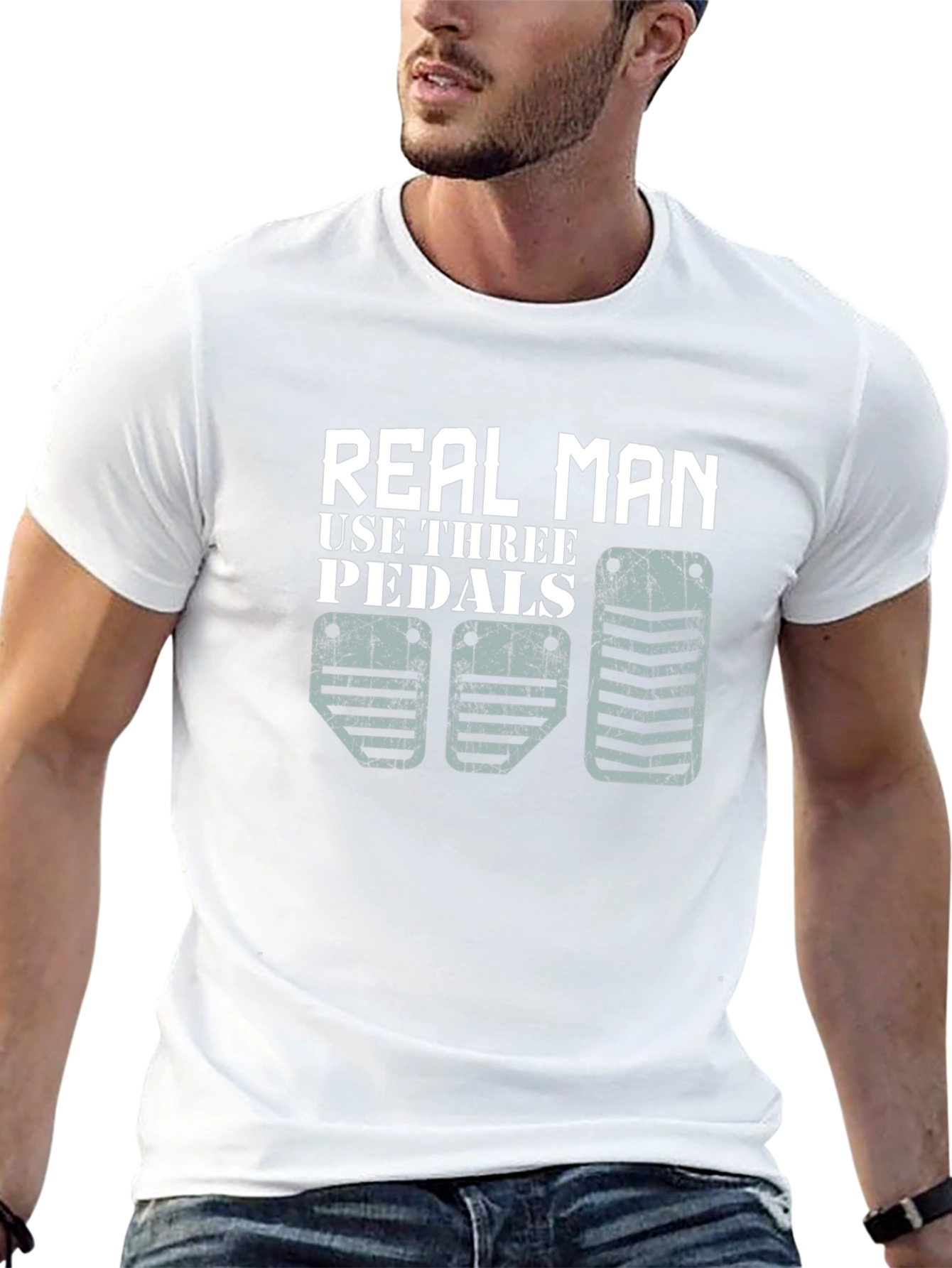 Real Man Three Pedals Graphic T-Shirt