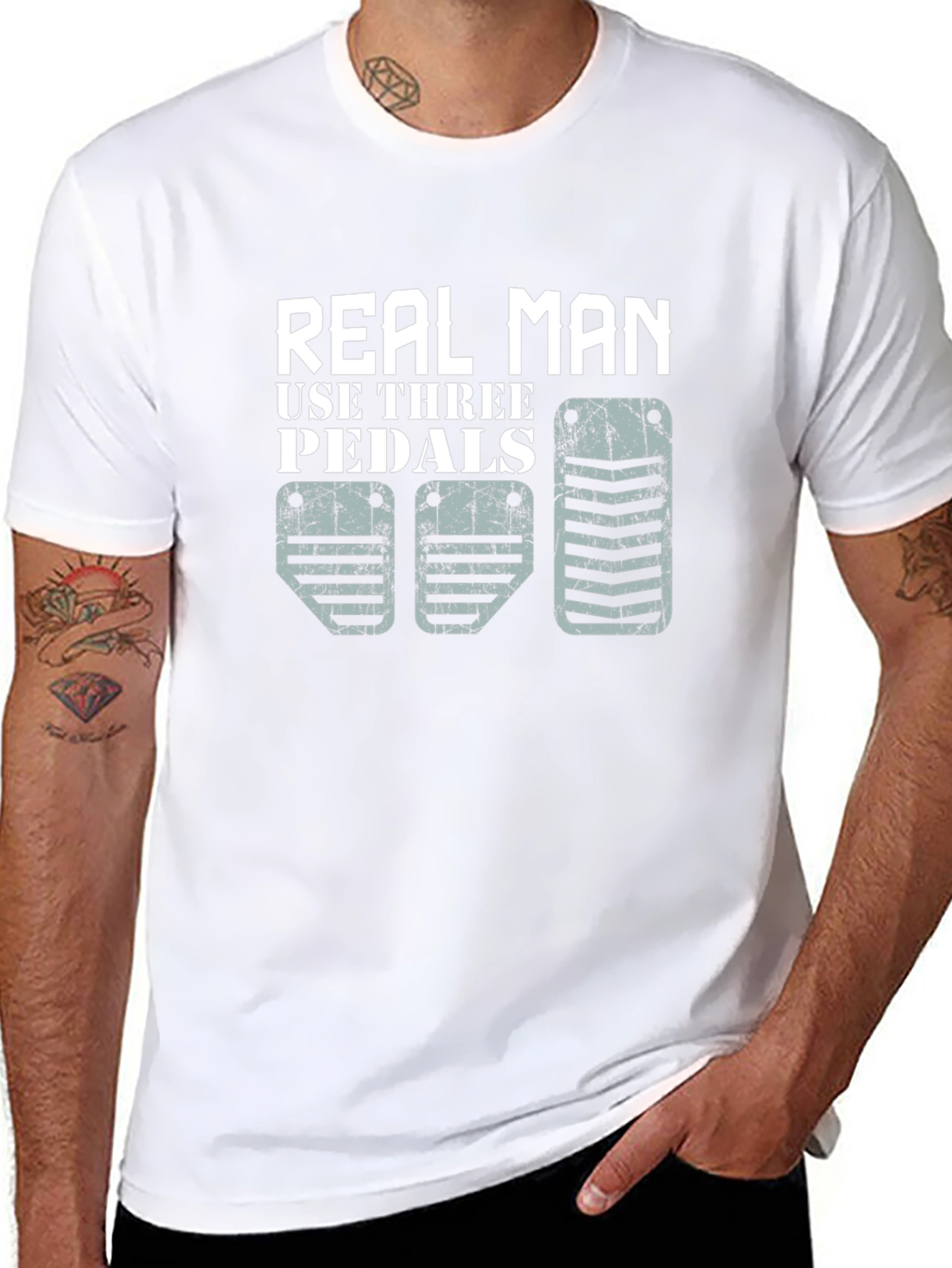 Real Man Three Pedals Graphic T-Shirt