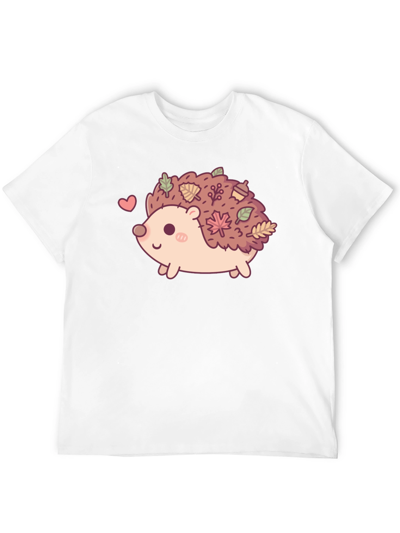 Cute Hedgehog Leaves Graphic Tee - Black