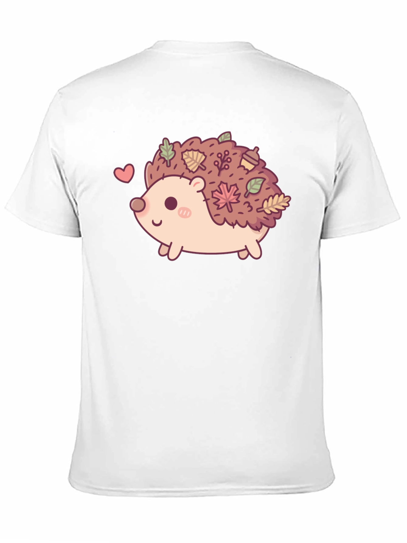 Cute Hedgehog Leaves Graphic Tee - Black